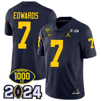 Michigan Wolverines 1000 Wins & 2024 College Bowl Patch Vapor Limited Jersey - All Stitched