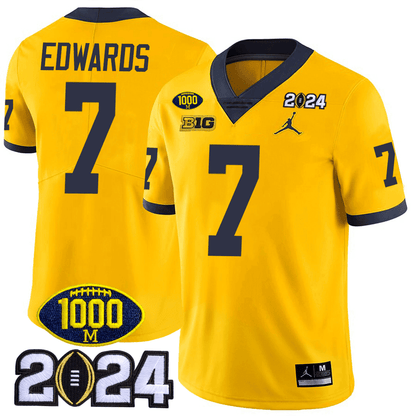 Michigan Wolverines 1000 Wins & 2024 College Bowl Patch Vapor Limited Jersey - All Stitched