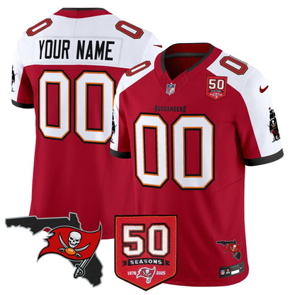 Tampa Bay Buccaneers 50th Season Patch Vapor Limited Custom Jersey - All Stitched