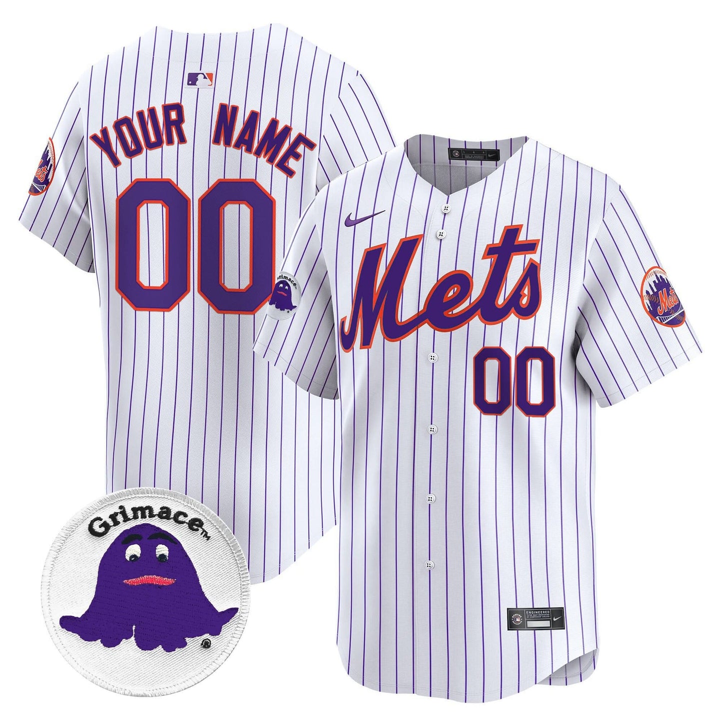 Mets Grimace Vapor Premier Limited Custom Jersey - All Stitched
