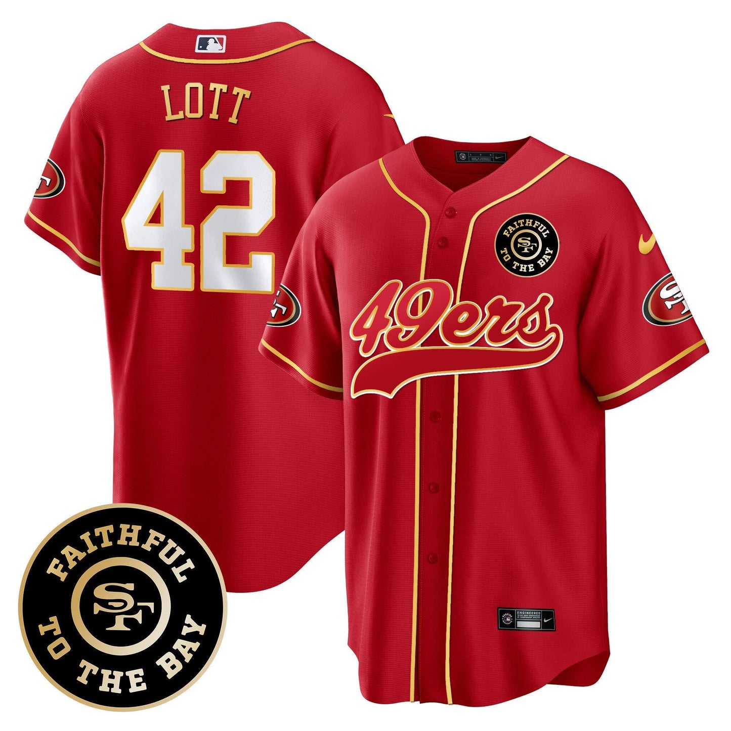 Men's 49ers Faithful To The Bay Patch Baseball Jersey - All Stitched