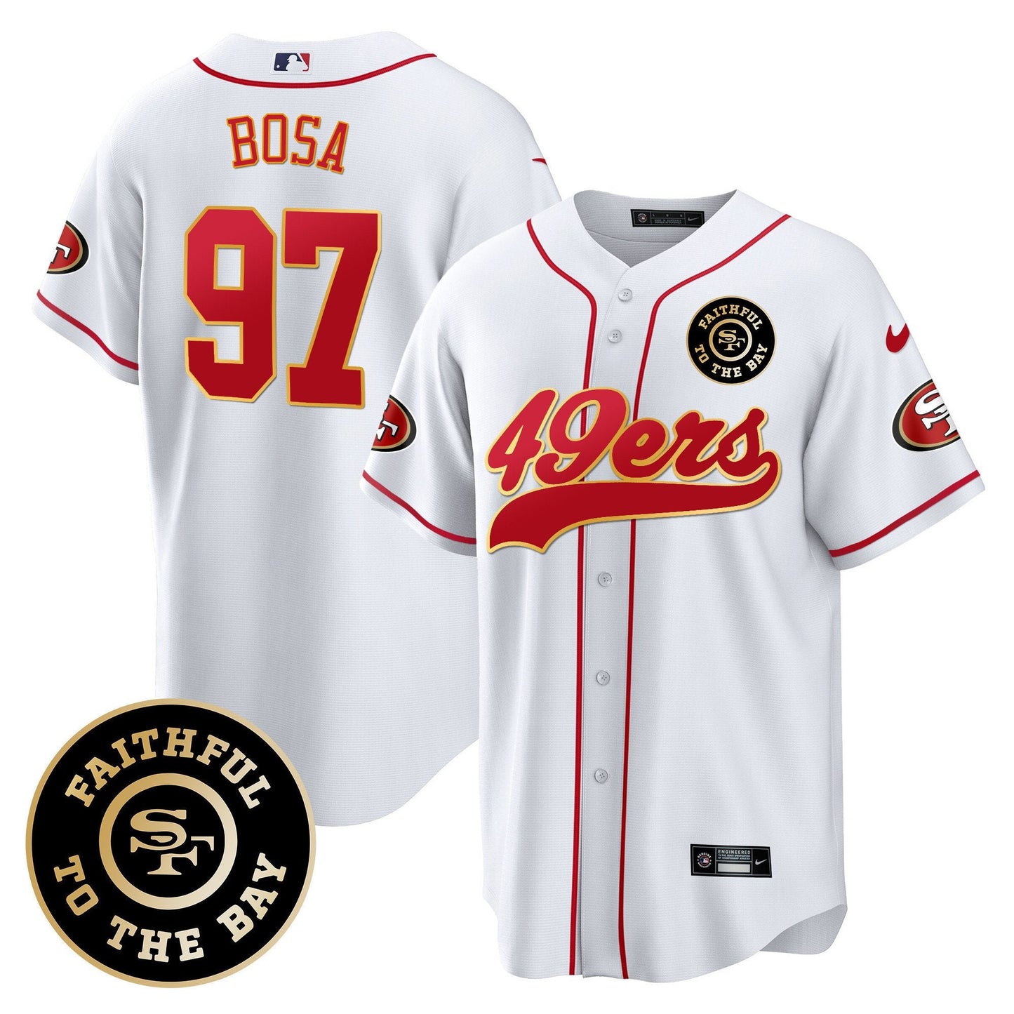 Men's 49ers Faithful To The Bay Patch Baseball Jersey - All Stitched