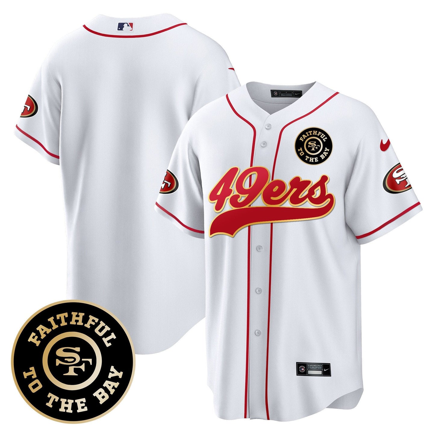Men's 49ers Faithful To The Bay Patch Baseball Jersey - All Stitched