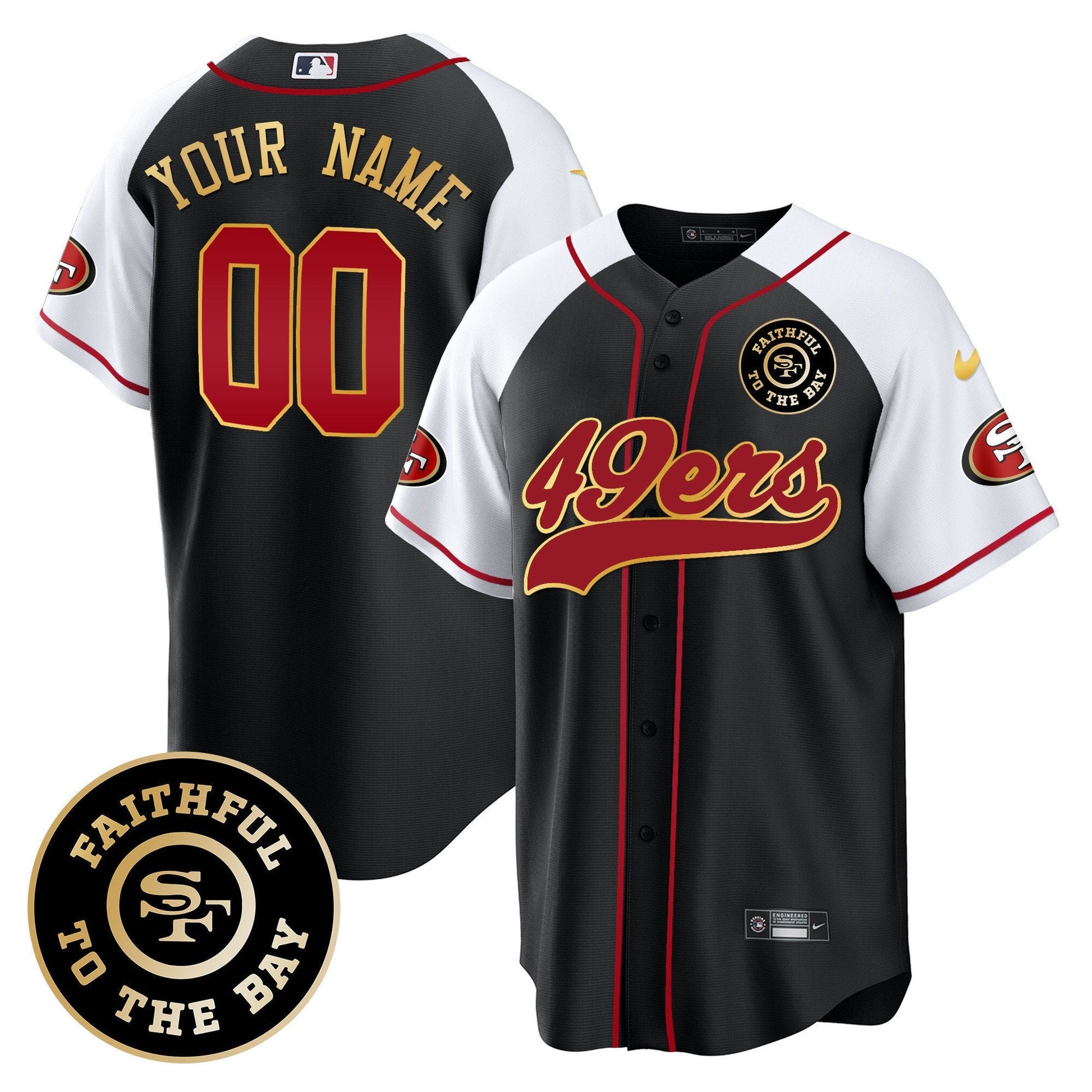 49ers Faithful To The Bay Patch Baseball Custom Jersey - All Stitched