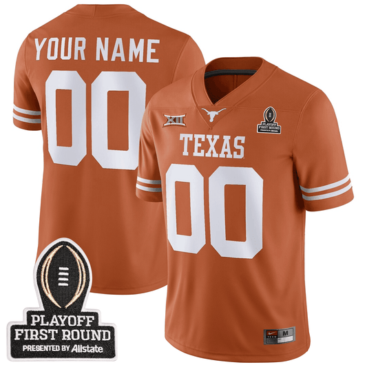 Custom Texas Longhorns Football 24/25 Jersey - CFP First Round Patch