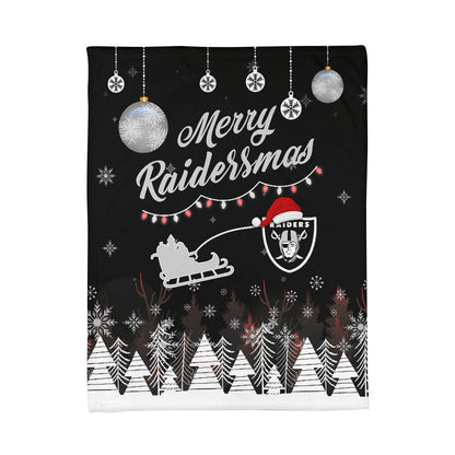 Las Vegas Raiders | Premium Christmas Fleece Blanket & Throw Pillow Combo MM