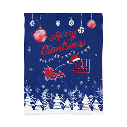 New York Giants | Premium Christmas Fleece Blanket & Throw Pillow Combo MM