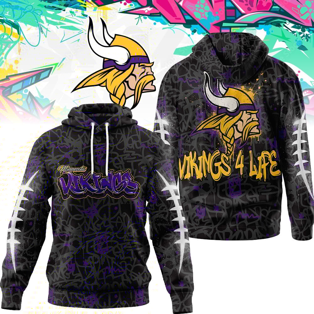 Minnesota Vikings | Premium Special Graffiti My Team 4 Life Hoodie MM
