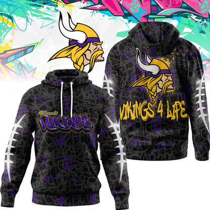 Minnesota Vikings | Premium Special Graffiti My Team 4 Life Hoodie MM