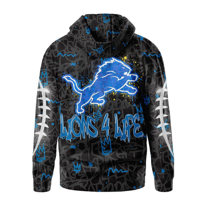 Detroit Lions | Premium Special Graffiti My Team 4 Life Hoodie MM