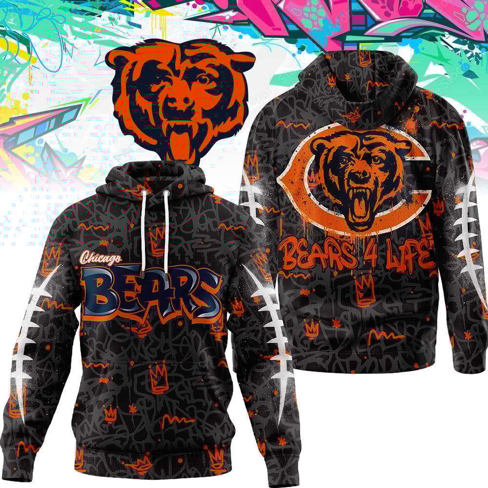 Chicago Bears | Premium Special Graffiti My Team 4 Life Hoodie MM