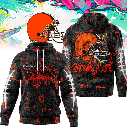 Cleveland Browns | Premium Special Graffiti My Team 4 Life Hoodie MM