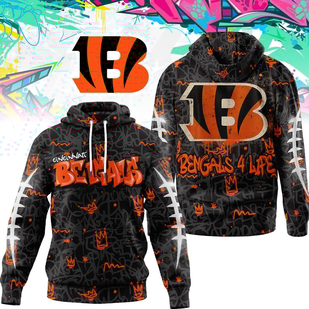 Cincinnati Bengals | Premium Special Graffiti My Team 4 Life Hoodie MM