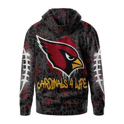 Arizona Cardinals | Premium Special Graffiti My Team 4 Life Hoodie MM
