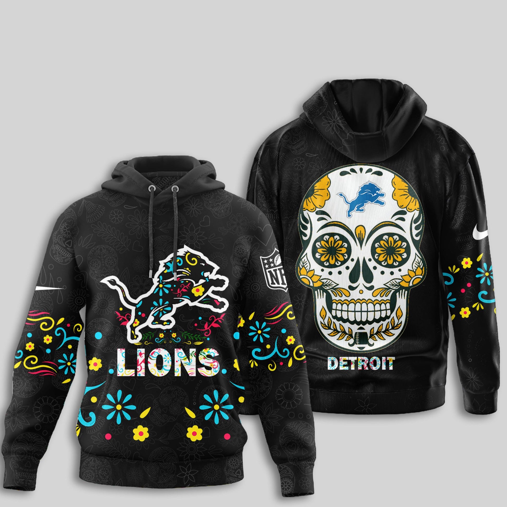 Detroit Lions | Premium Dia de los Muertos Limited Editions Hoodie MM