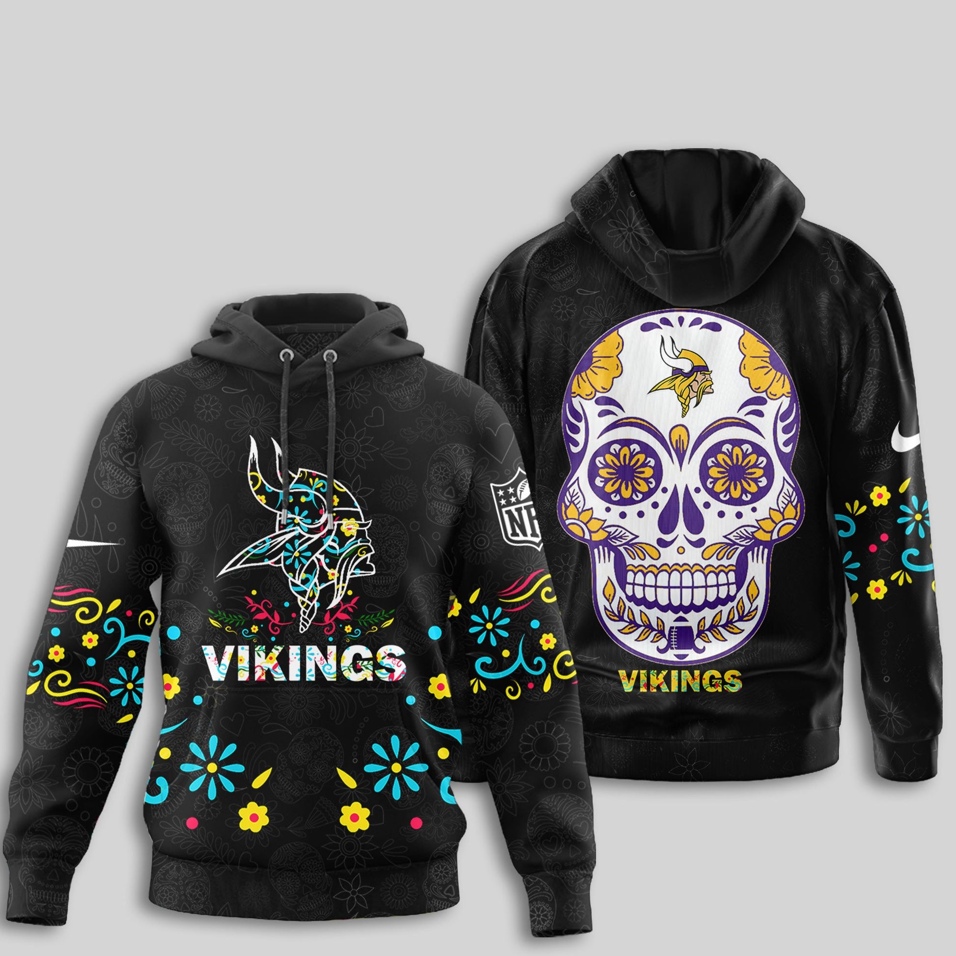 Minnesota Vikings | Premium Dia de los Muertos Limited Editions Hoodie MM