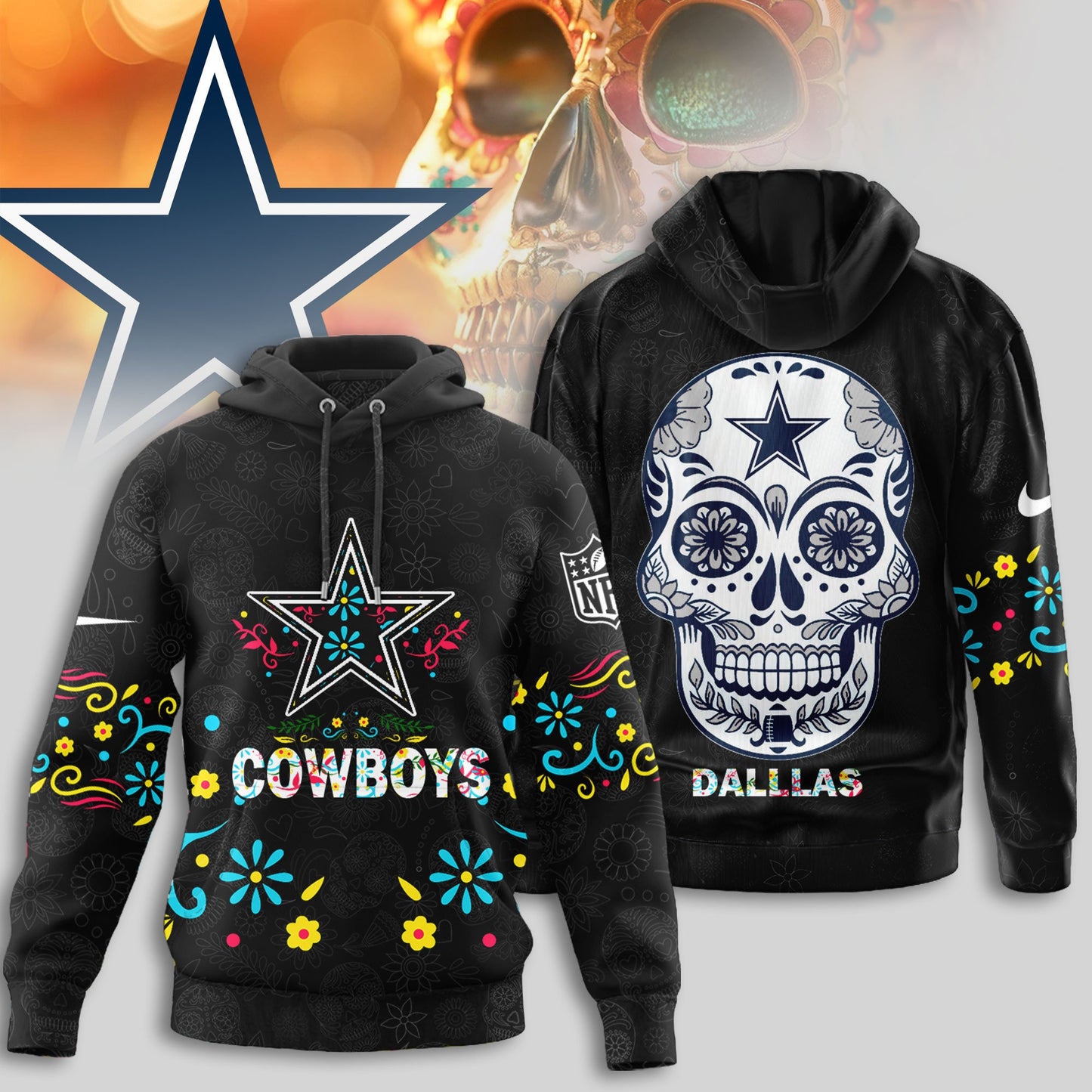 Dallas Cowboys | Premium Dia de los Muertos Limited Editions Hoodie MM