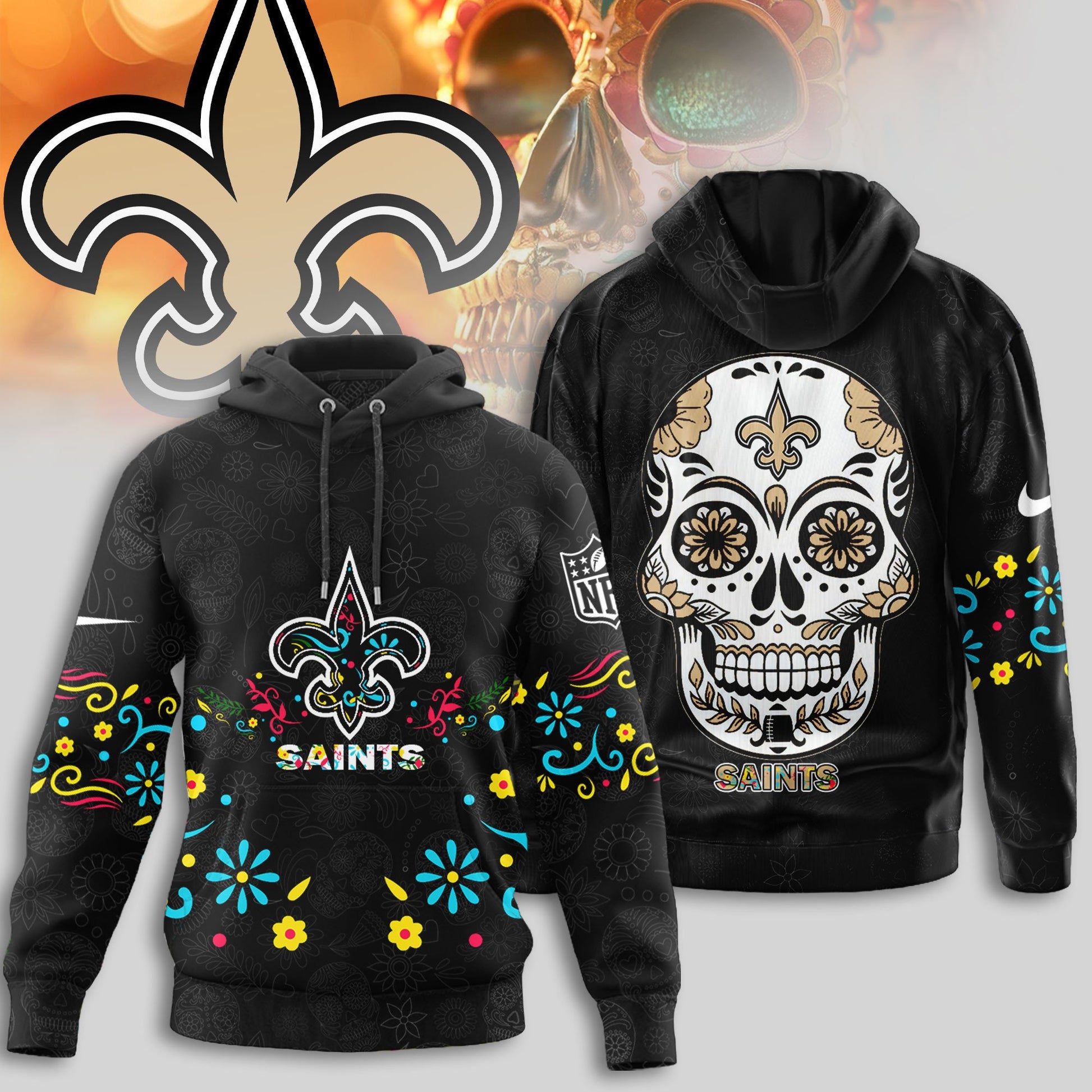 New Orleans Saints | Premium Dia de los Muertos Limited Editions Hoodie MM