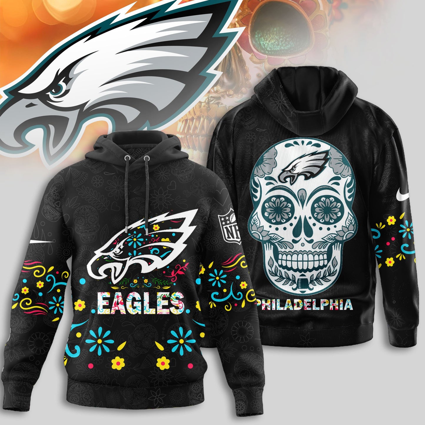 Philadelphia Eagles | Premium Dia de los Muertos Limited Editions Hoodie MM