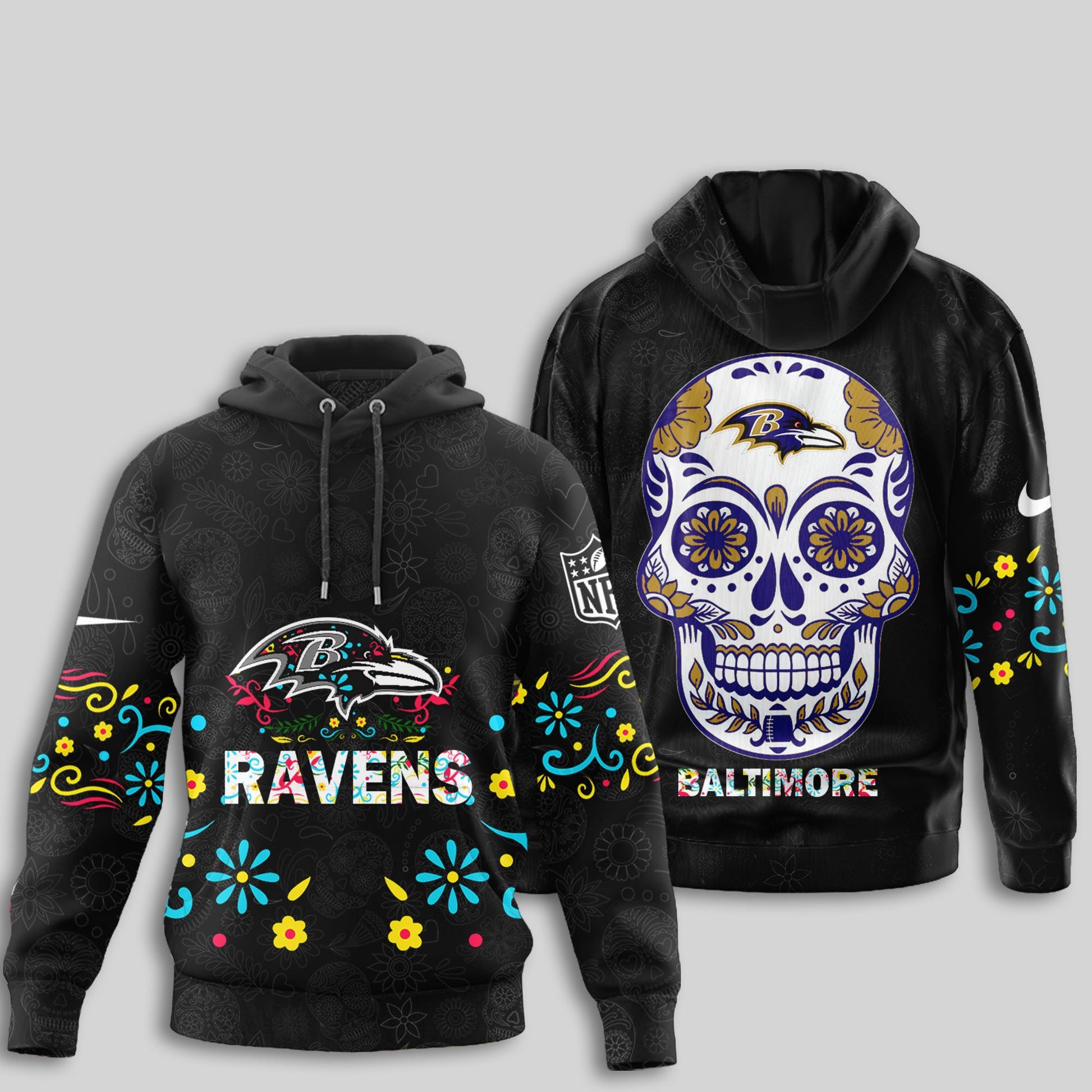 Baltimore Ravens | Premium Dia de los Muertos Limited Editions Hoodie MM