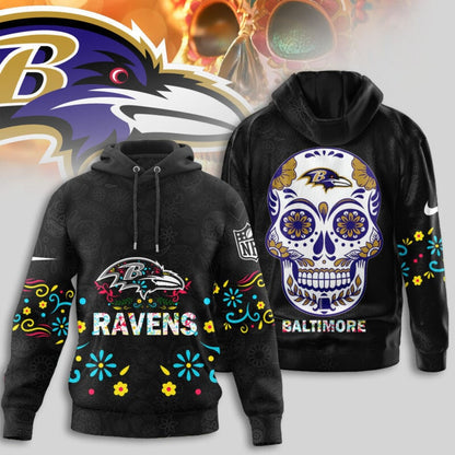 Baltimore Ravens | Premium Dia de los Muertos Limited Editions Hoodie MM