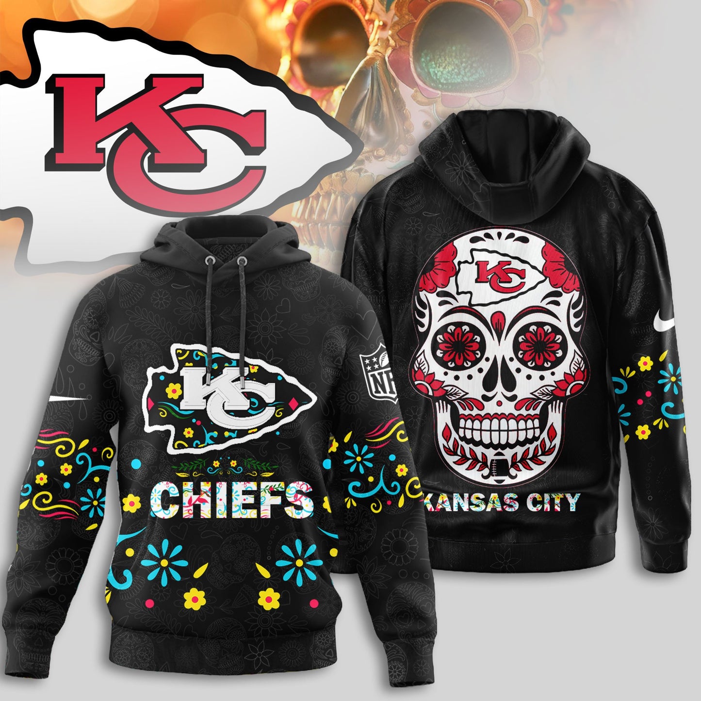 Kansas City Chiefs | Premium Dia de los Muertos Limited Editions Hoodie MM