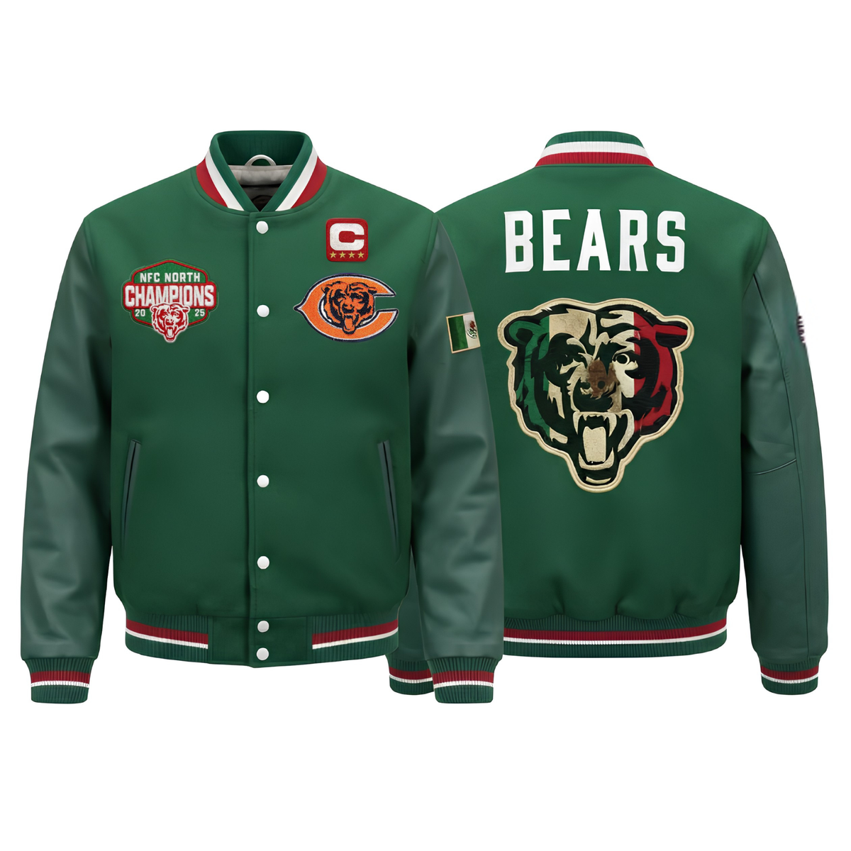 CHI Mexico NFC North Champions 2025 Patch Limited Baseball Jacket - Printed