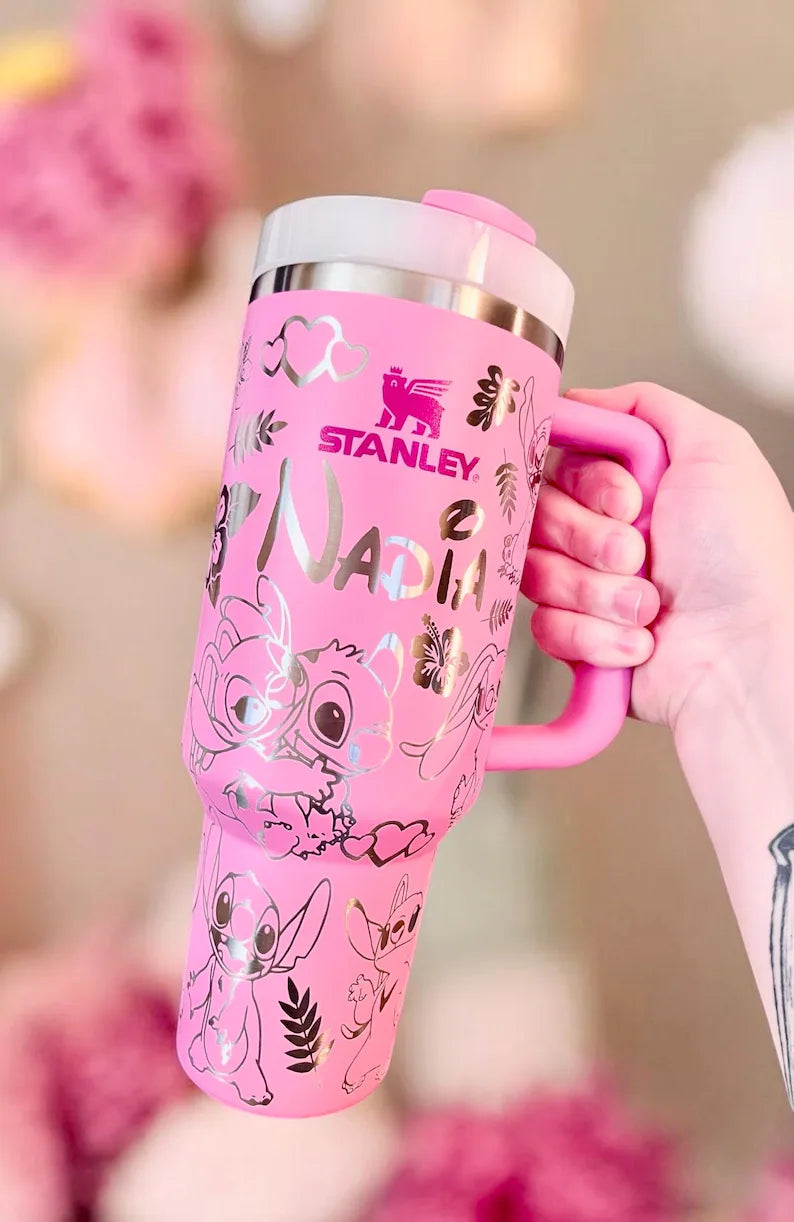 Angel and Stitch Engraved Tumbler 40oz