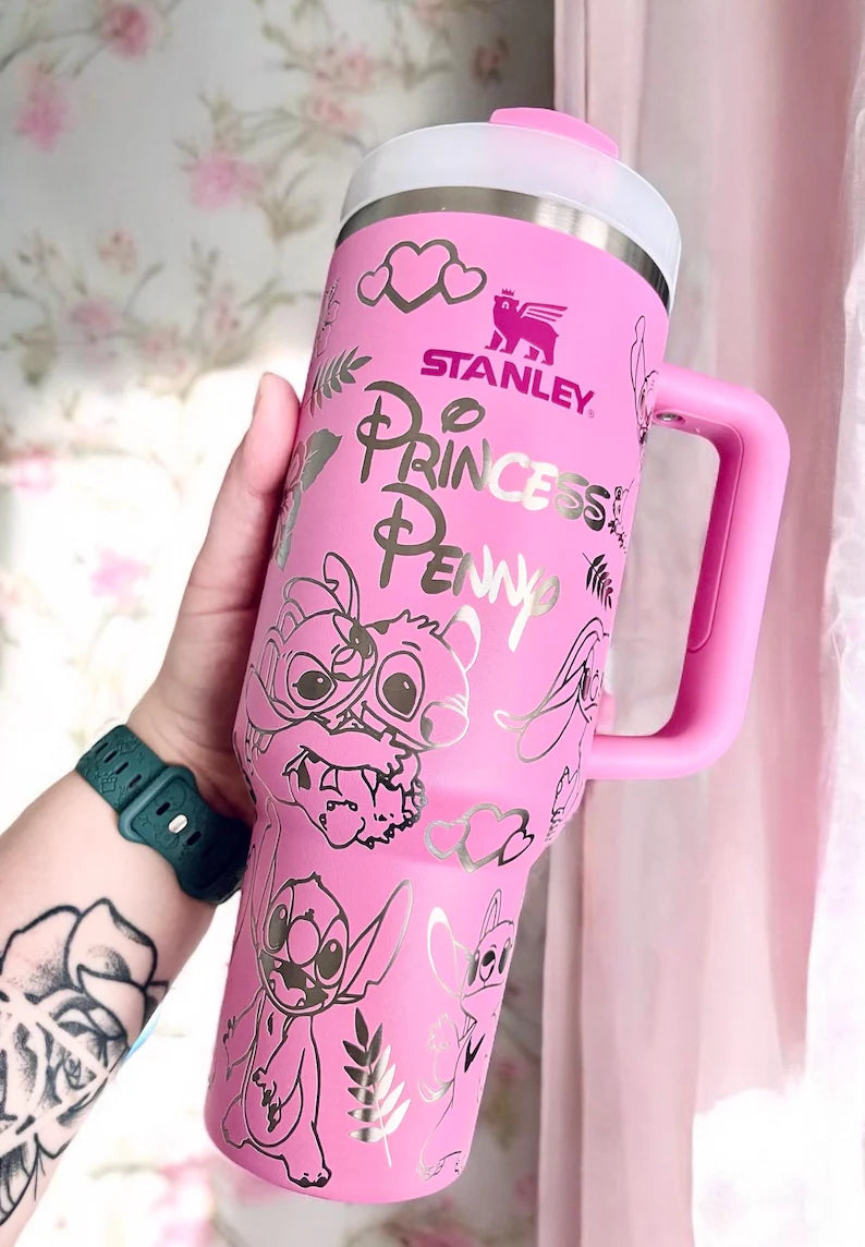 Angel and Stitch Engraved Tumbler 40oz