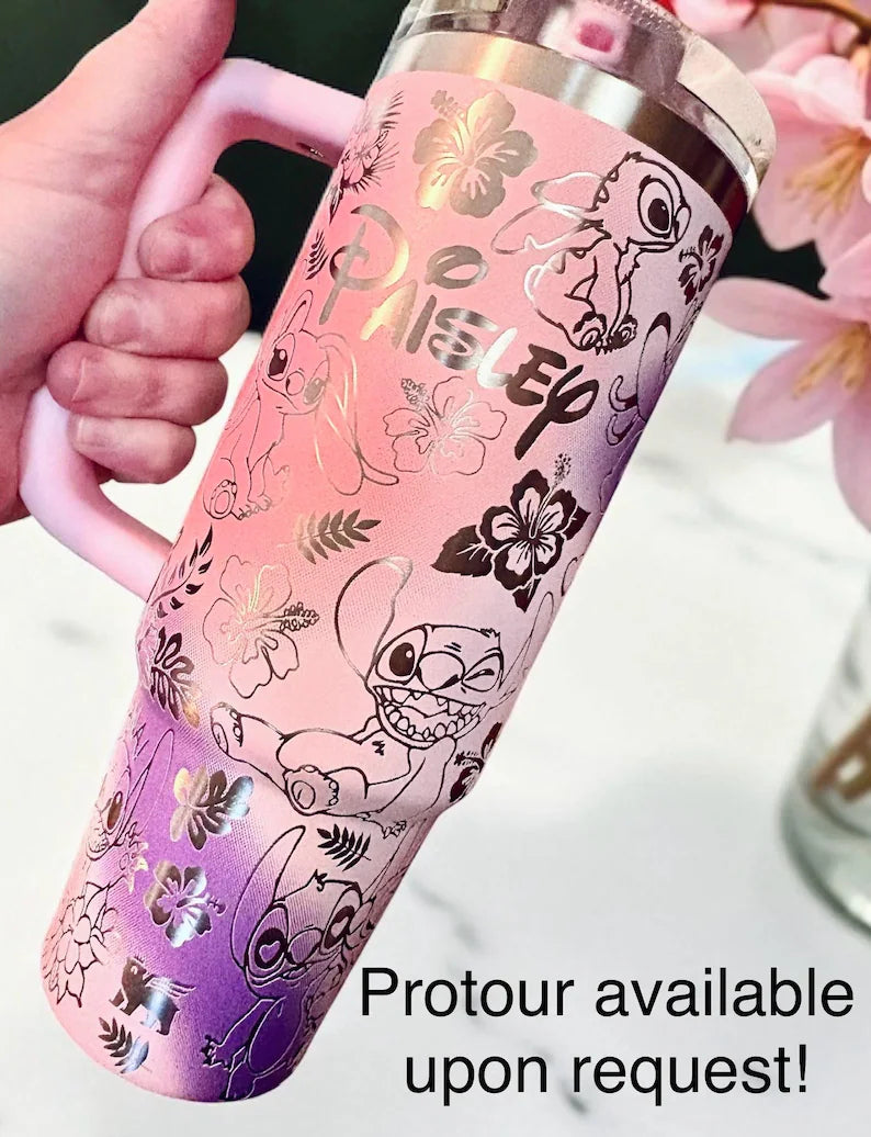 Angel and Stitch Engraved Tumbler 40oz