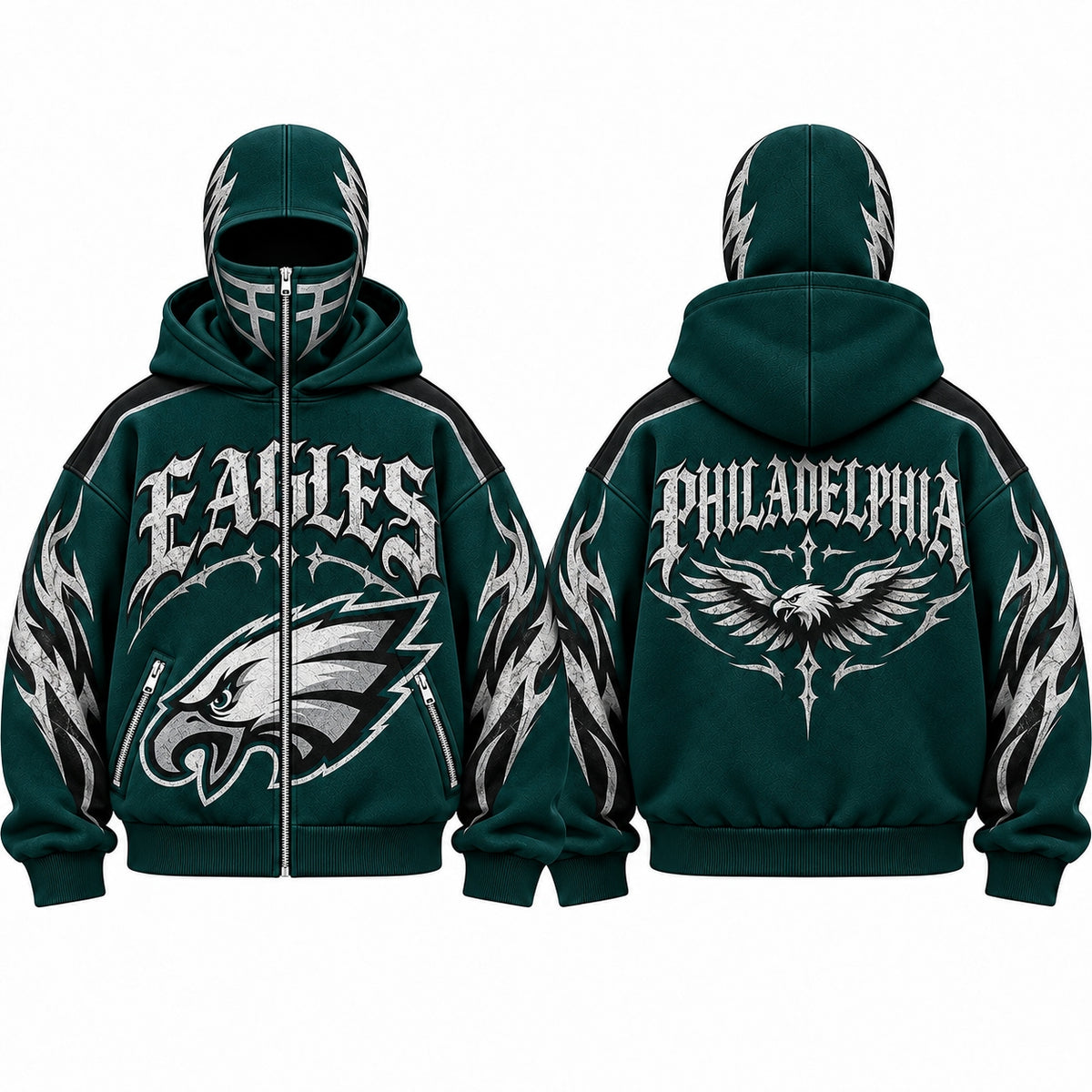 PHI Gothic Style Mask Zip Up Hoodie - Printed V2