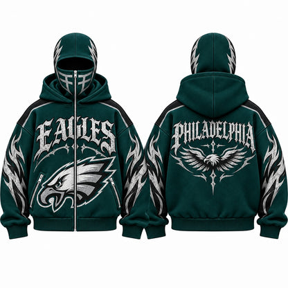 PHI Gothic Style Mask Zip Up Hoodie - Printed V2