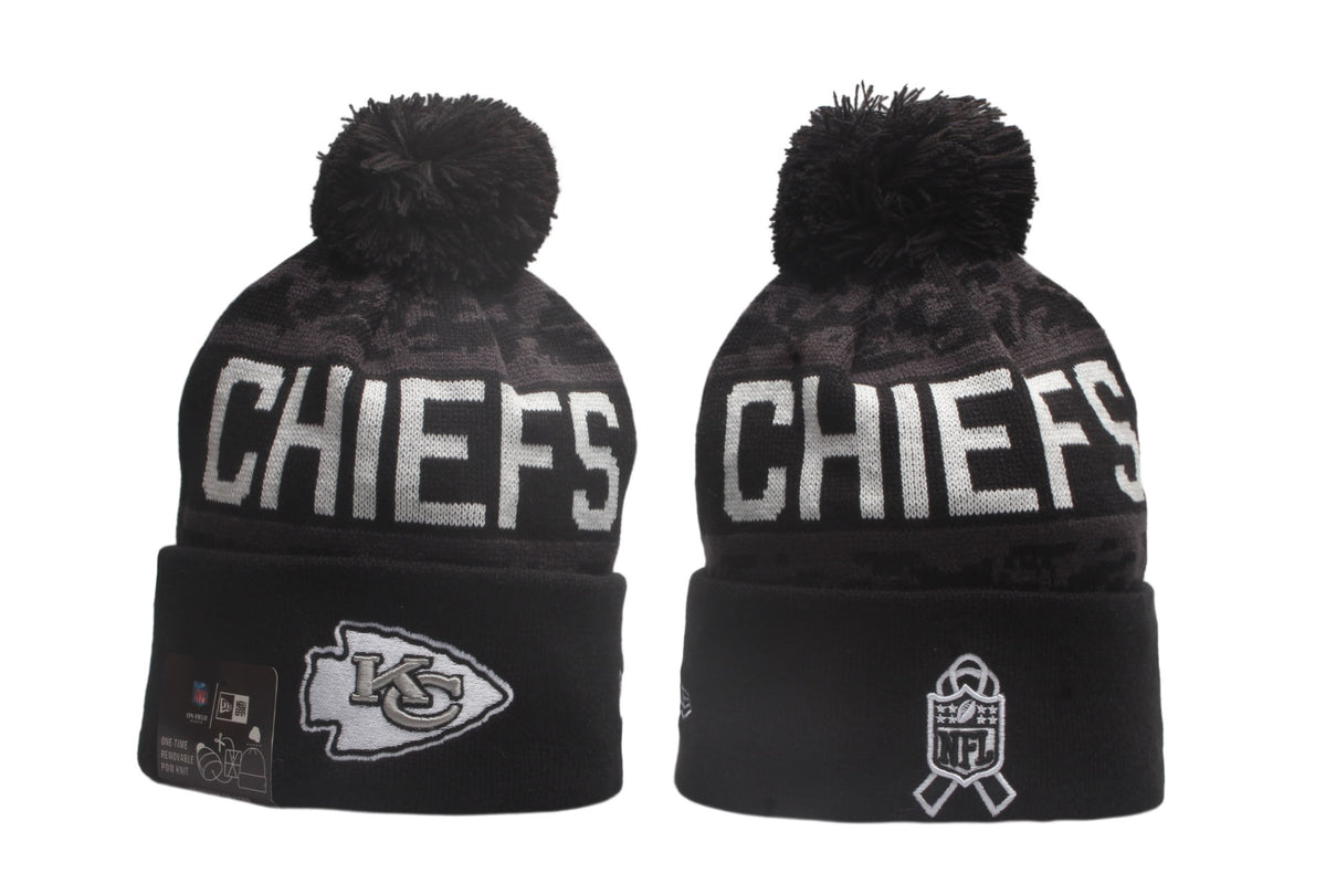 Football Salute to Service Cuffed Knit Hat with Pom - Embroidered Patch