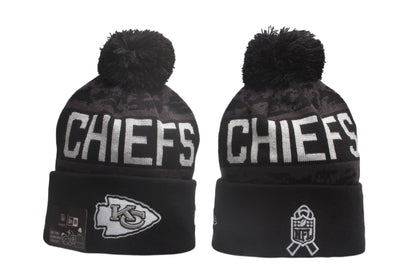 Football Salute to Service Cuffed Knit Hat with Pom - Embroidered Patch