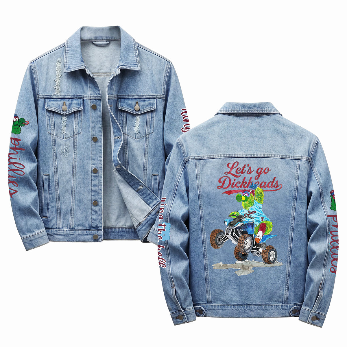 PHI Fan Let's go Dickheads Denim Jacket - Printed