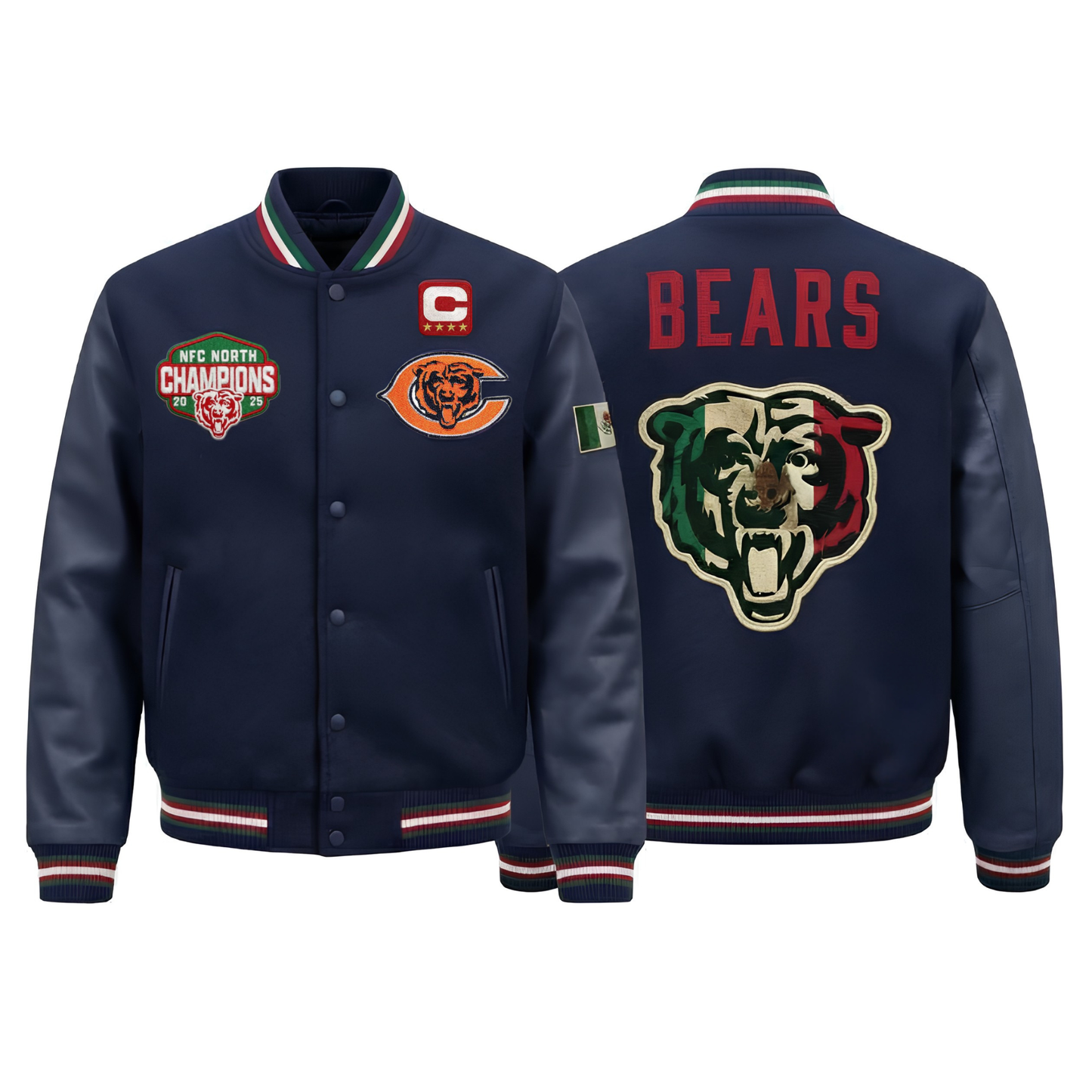 CHI Mexico NFC North Champions 2025 Patch Limited Baseball Jacket - Printed