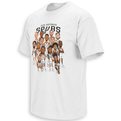 SAS Black 2026 Basketball  Playoffs Roster Caricature Printed T-Shirt