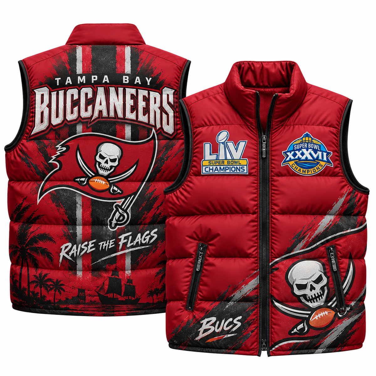 TB "Raise the Flags" Puffer Vest - Printed