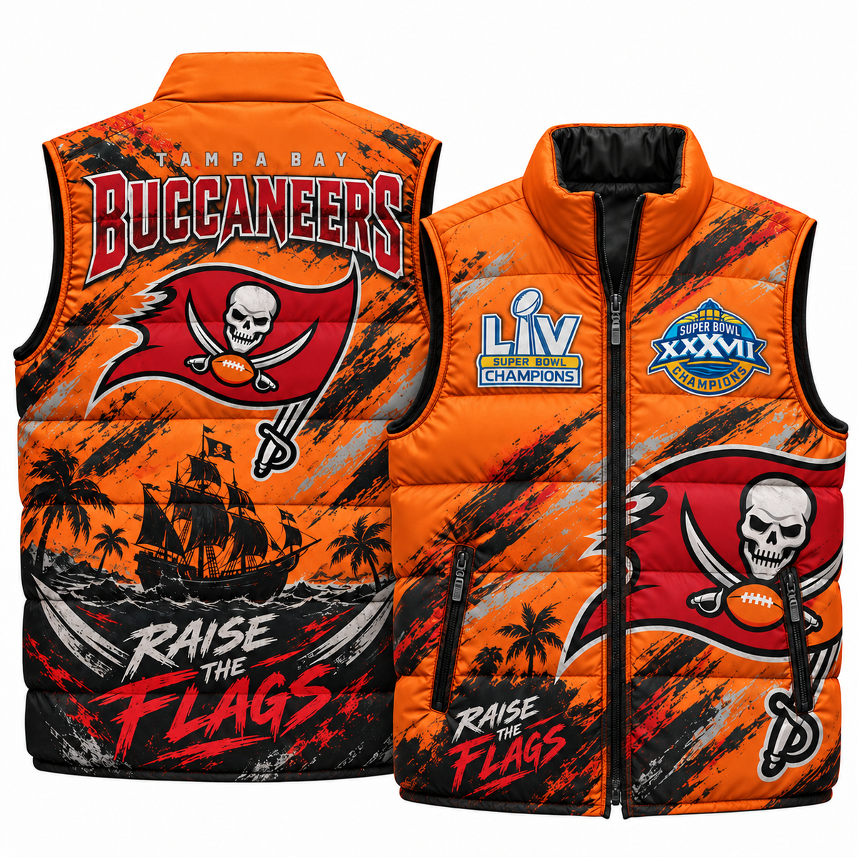 TB "Raise the Flags" Puffer Vest - Printed V2