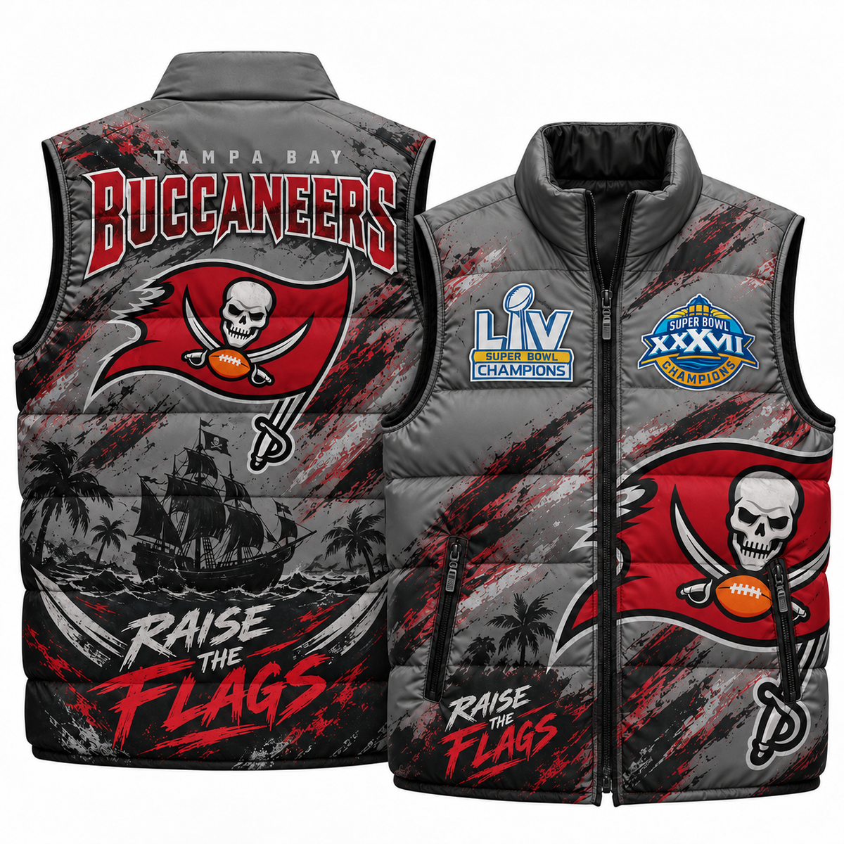 TB "Raise the Flags" Puffer Vest - Printed V2