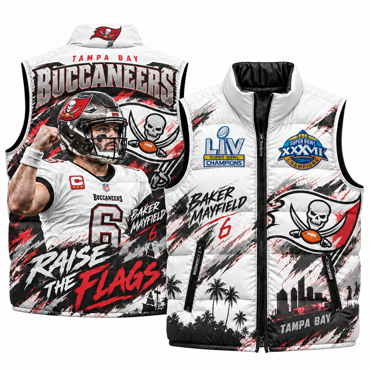 TB Baker Mayfield #6 Puffer Vest - Printed