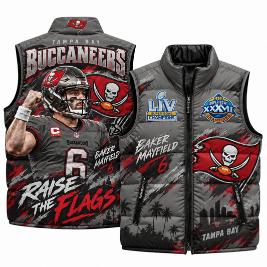 TB Baker Mayfield #6 Puffer Vest - Printed