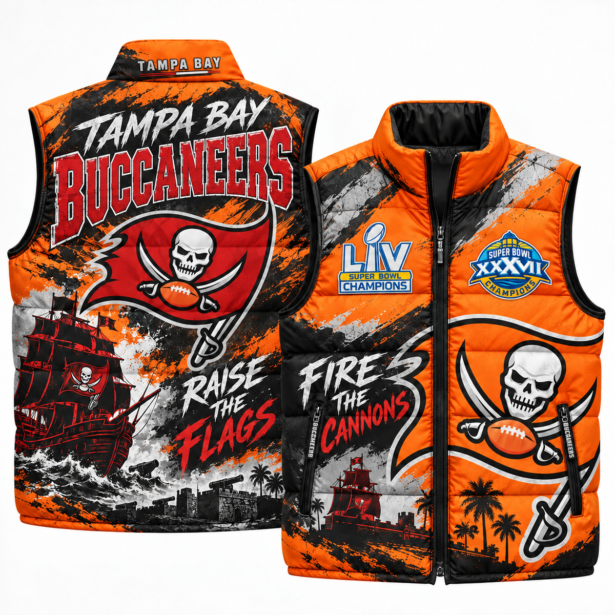 TB "Raise the Flags" Puffer Vest - Printed V3