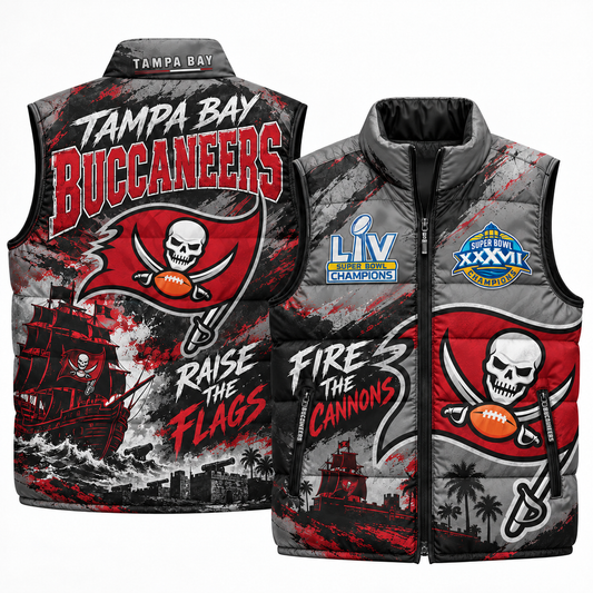 TB "Raise the Flags" Puffer Vest - Printed V3