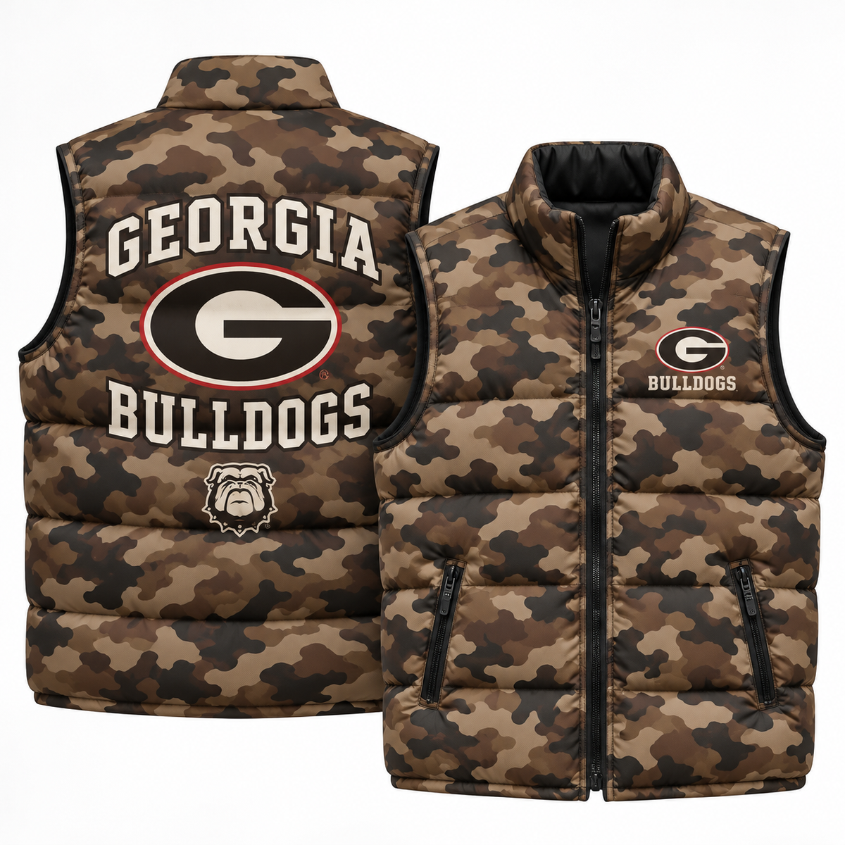 UGA 2026 Military Appreciation Camo Puffer Vest - Printed