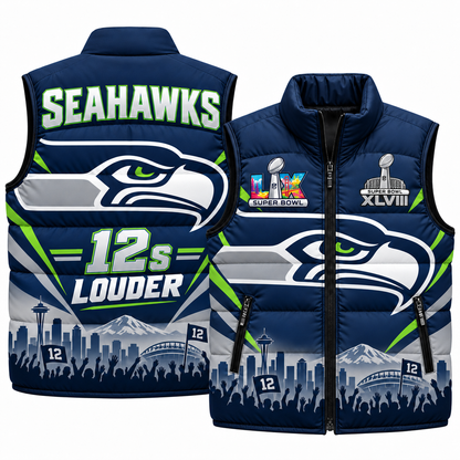 SEA "12s Louder" Edition Puffer Vest - Printed