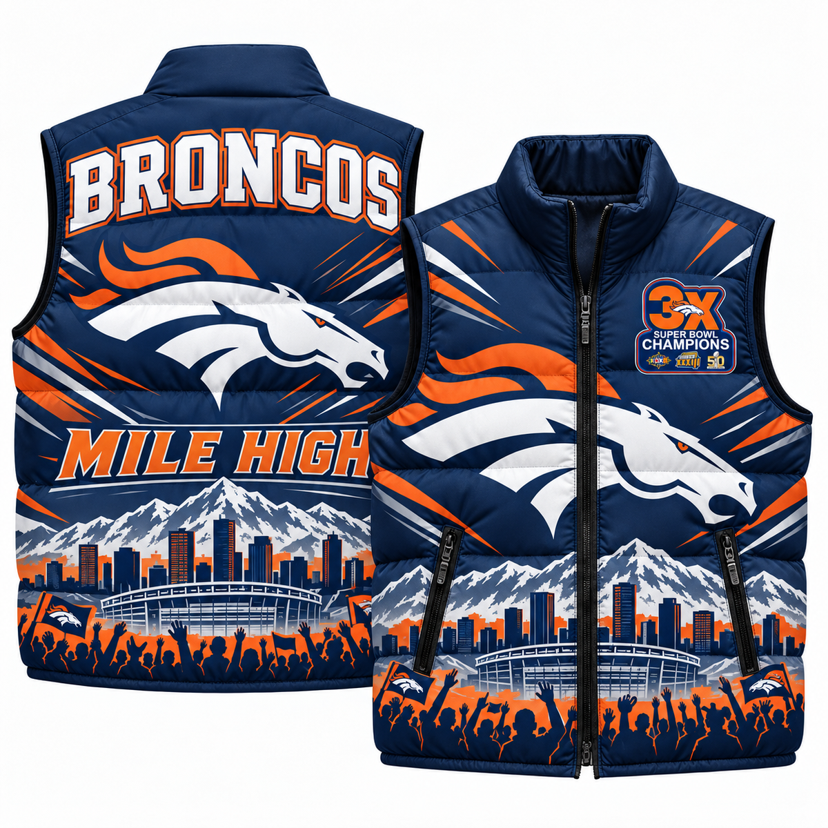 DEN "Mile High" Edition Puffer Vest - Printed V3