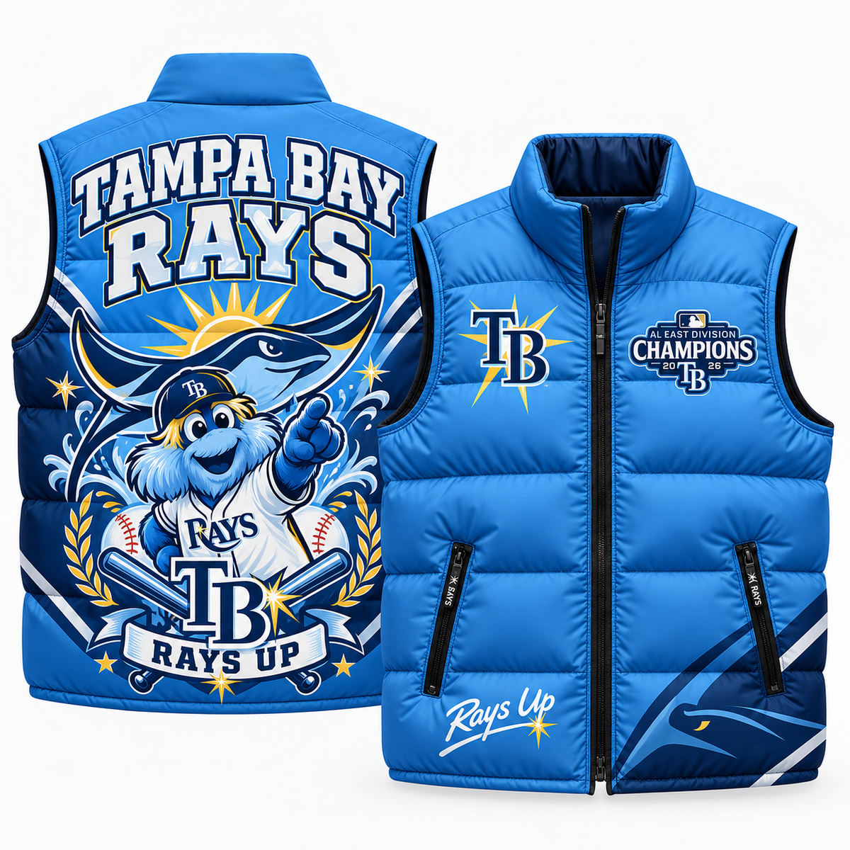 Tampa Bay Rays "Rays Up" Puffer Vest - Printed V2