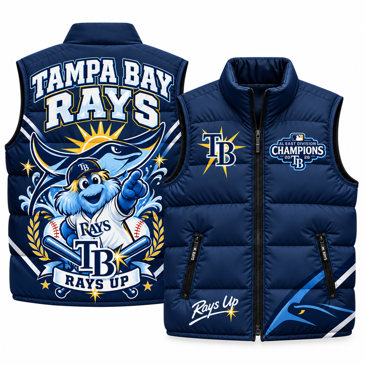 Tampa Bay Rays "Rays Up" Puffer Vest - Printed V2