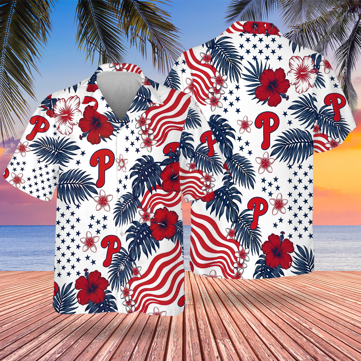 PHI Special Semiquincentennial Hawaiian Design Button Shirt V4